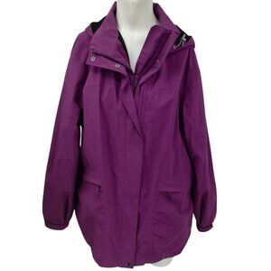 Duluth Trading Company Anorak Purple Hooded Jacket Coat Size L Zipper Pockets
